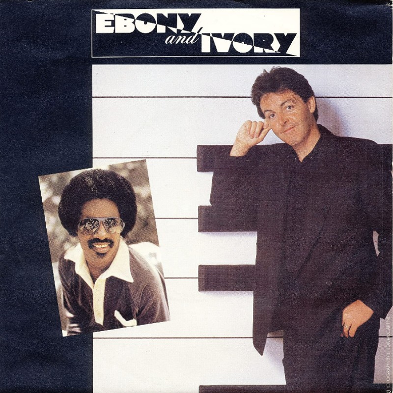 7 inch single sleeve from Ebony & Ivory by Paul McCartney and Stevie Wonder