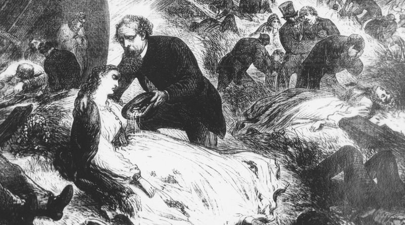 Charles Dickens attends to victims of the 1865 Staplehurst rail crash